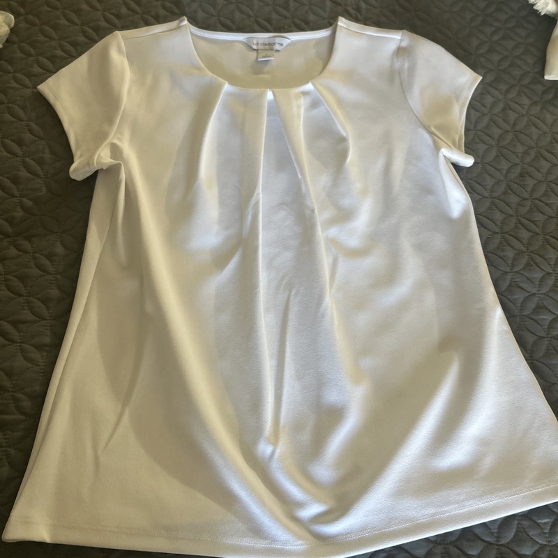 Liz Claiborne Women's Size S Solid White Blouse Cap Sleeve Polyester NWT