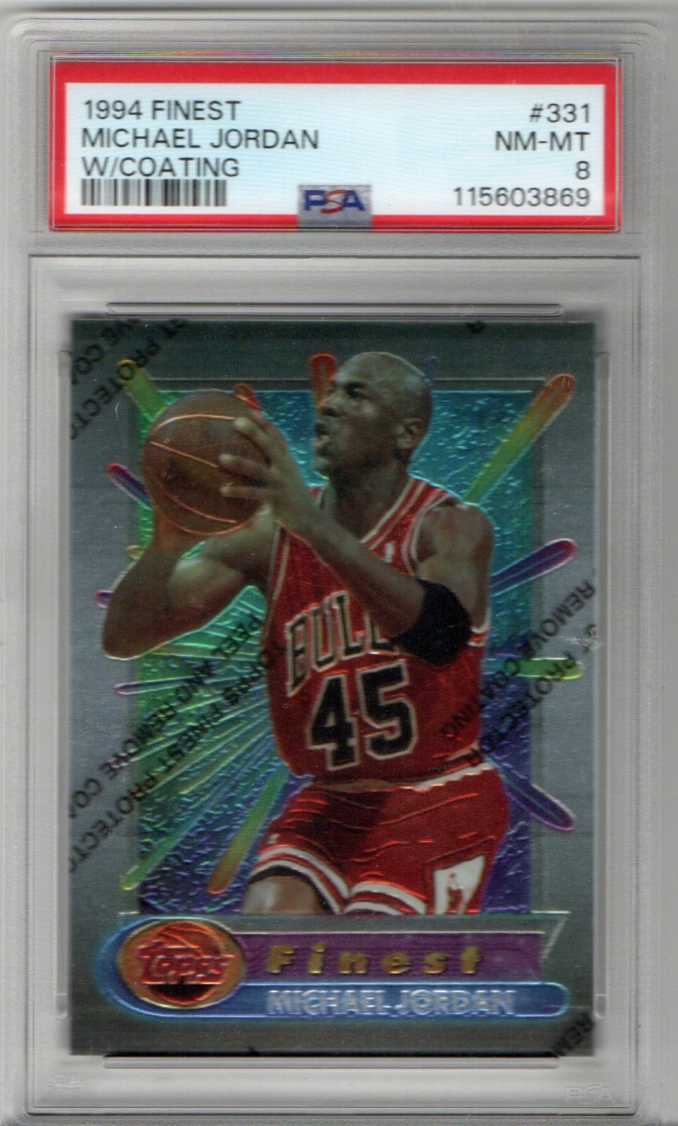 Michael Jordan 1994-95 Topps Finest w/Coating #331 Chicago Bulls PSA 8 HOF GOAT