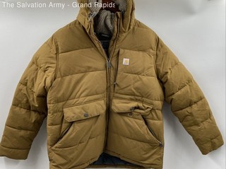 Carhartt Boys Brown Rain Defender Relaxed Fit Full Zip Puffer Jacket Size XL