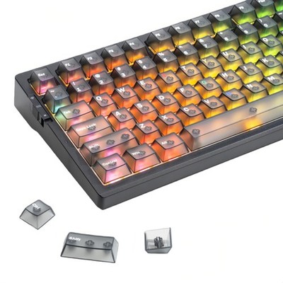 Black Clear Translucent Keycaps 75 Percent Cherry Profile Fits MX Switches