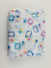 Vintage 1980s Dundee Fitted Crib Sheet Pastel Bears Balloons USA Baby Pink Blue