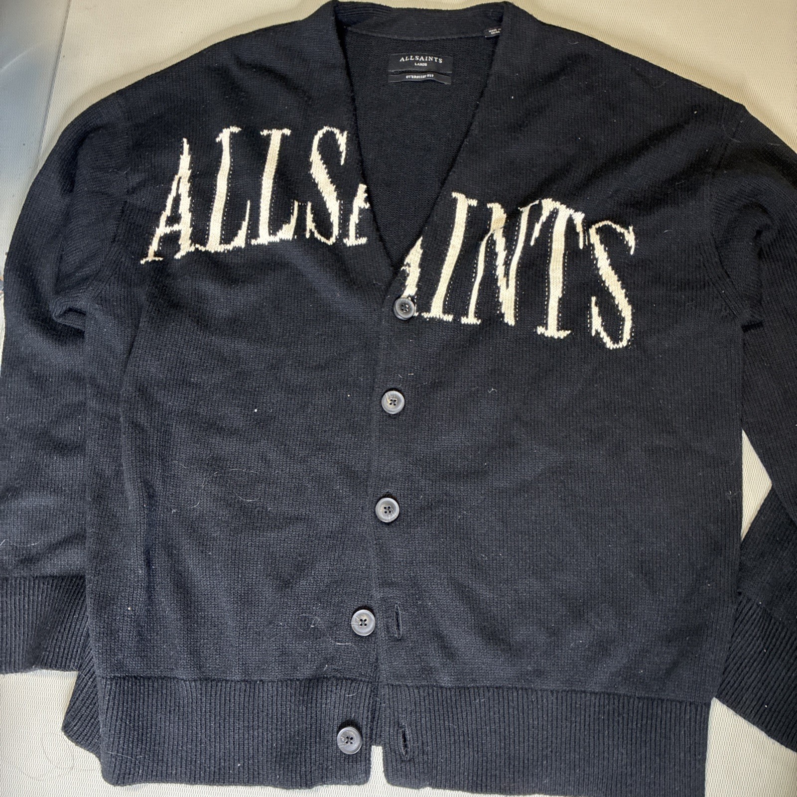 AllSaints Split Logo Button Up Oversized Cardigan… - image 1