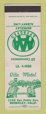 Matchbook Cover - Vila Motel Berkeley CA