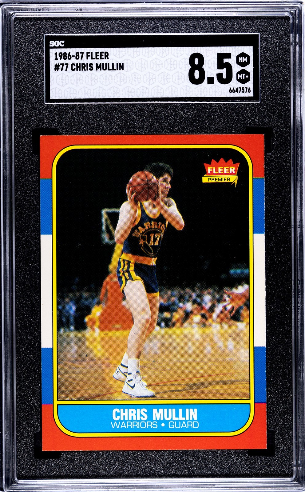 1986-87 Fleer CHRIS MULLIN ROOKIE Warriors #77 SGC 8.5 NM/MT+ Condition!