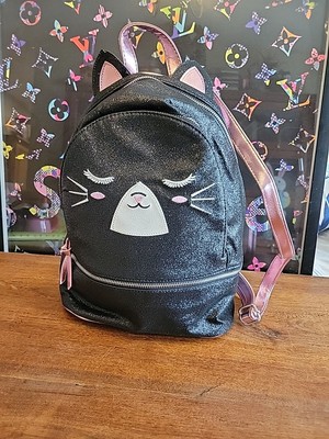Under One Sky Accessories Black Glitter Kitty Cat Face Pink Straps Backpack Bag