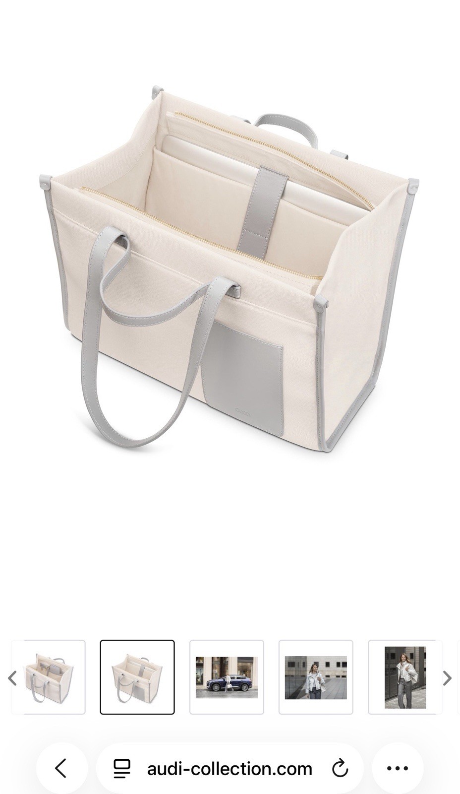 Brand New Audi Woman’s Shopper Bag In Cream/grey image 5