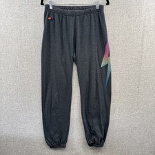 Aviator Nation Bolt Sweatpants Womens Large Gray Joggers Athleisure Drawstring