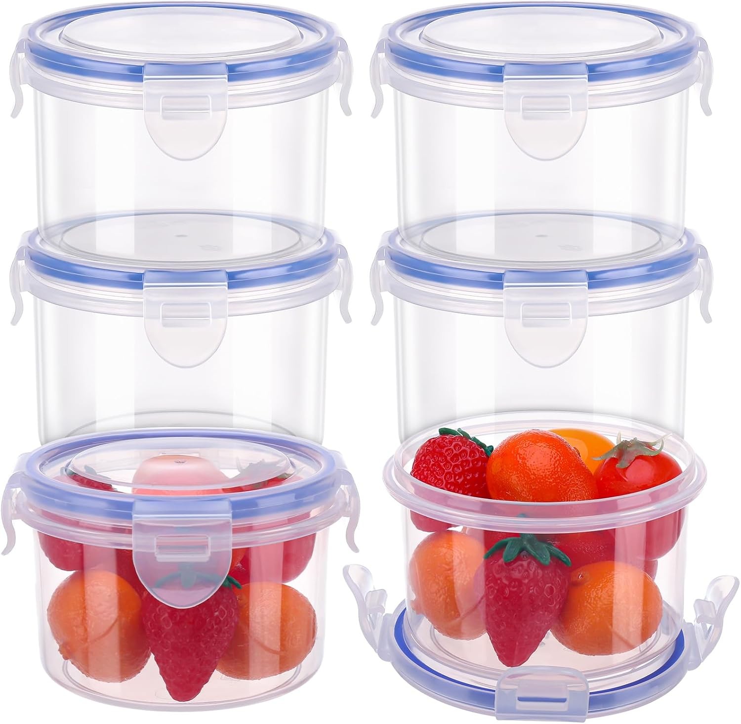 6 Pack Food Containers with Lids, Reusable Snack Pots Airtight Plastic Food Sto