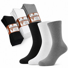 9 Pack Diabetic Socks For Mens Crew Circulatory Non Binding Cotton 9-11 10-13