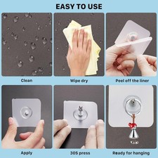 20PCS Seamless Adhesive Hooks - Heavy-Duty for Kitchen/Bathroom/Office