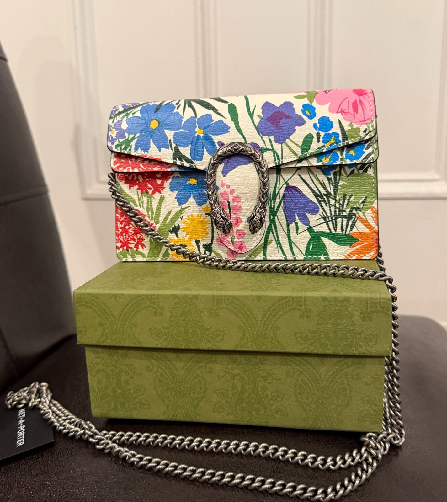Gucci + Ken Scott (New) Dionysus Super Mini Floral-Print Leather Shoulder Bag