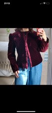 Vintage 90s Laura Ashley Velvet Jacket Size 12  Rich Burgundy Colour