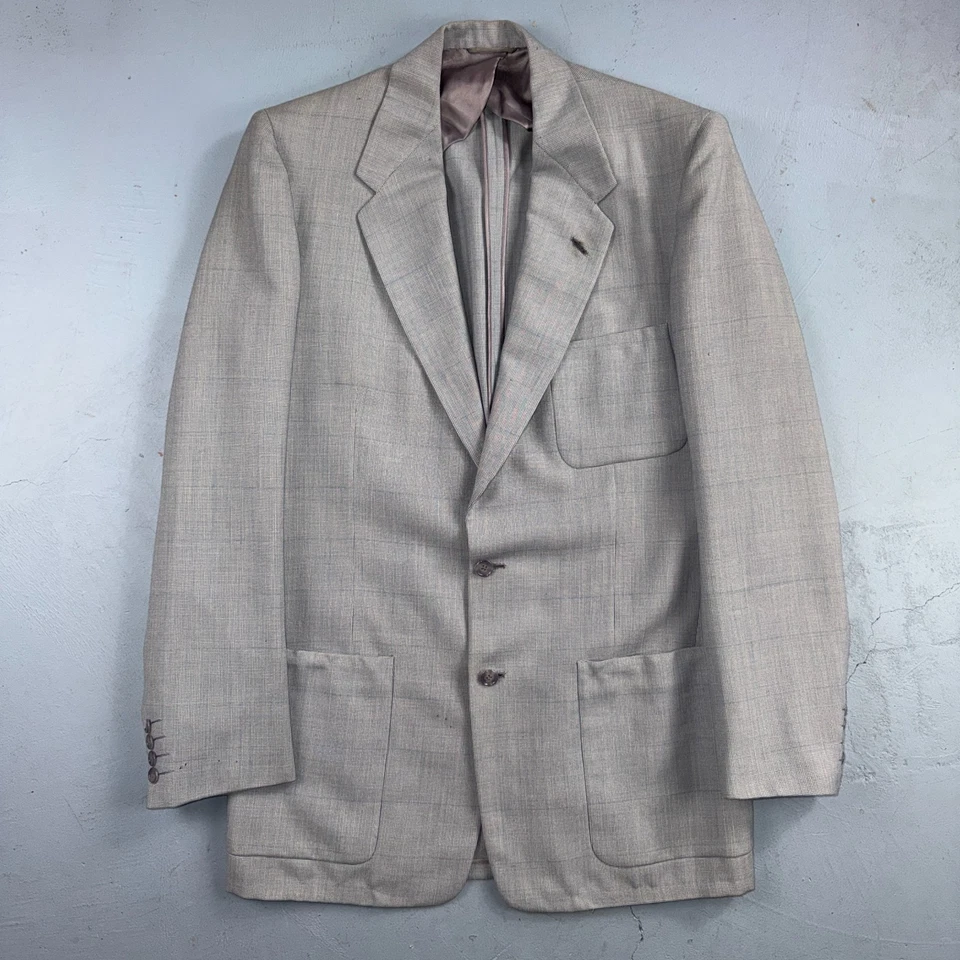 1960s 1970s VTG Mens 2 PC Suit 42 Jacket Coat Pants Gray Union Wool Rockabilly - Image 2 of 4