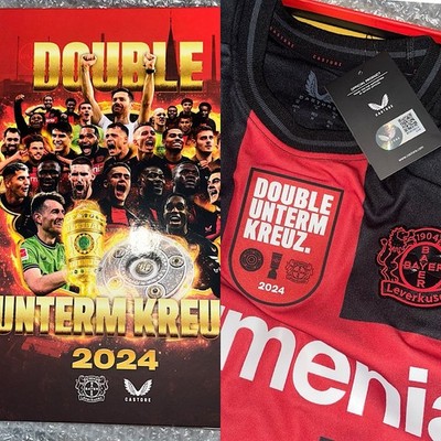 Bayer 04 Leverkusen Double unterm Kreuz Trikot inklusive Meisterbuch Box Größe M
