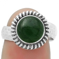 Natural Green Aventurine 925 Sterling Silver Ring s.6.5 Jewelry R-1279