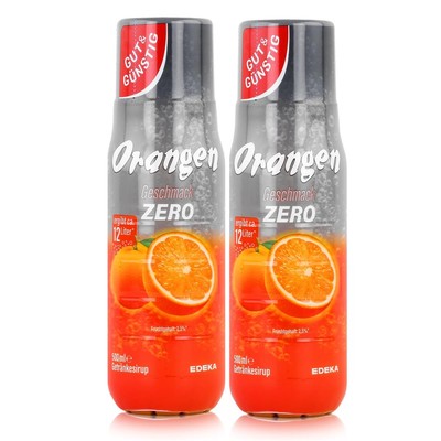 Gut & Günstig Getränke-Sirup Orange Zero 500ml ergibt ca. 12 Liter (2er Pack)
