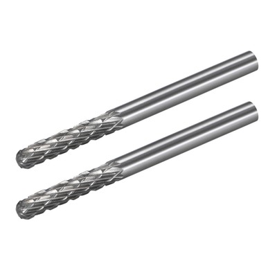 2pcs Double Cut Rotary Burrs File Cylinder Shape 1/8'' Shank Dia 1/8'' Head Size