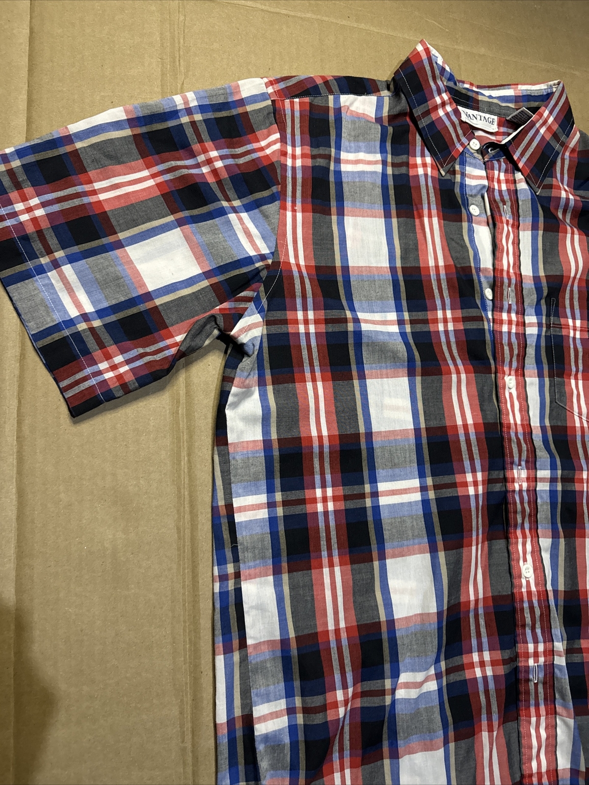 Vantage Button Down Shirt Medium Short Sleeve Red… - image 5