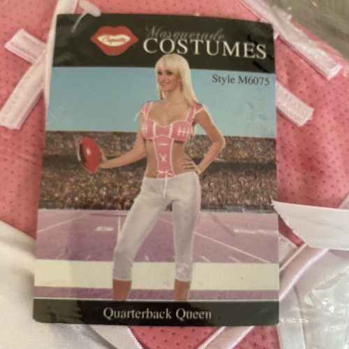 Womans NEW NWT Pink White SEXY QUARTERBACK QUEEN HALLOWEEN COSTUME Size M/L NICE - Picture 8 of 9