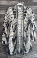Lucky Brand Long Cardigan Sweater Women Southwest Boho Aztec Open Front Small