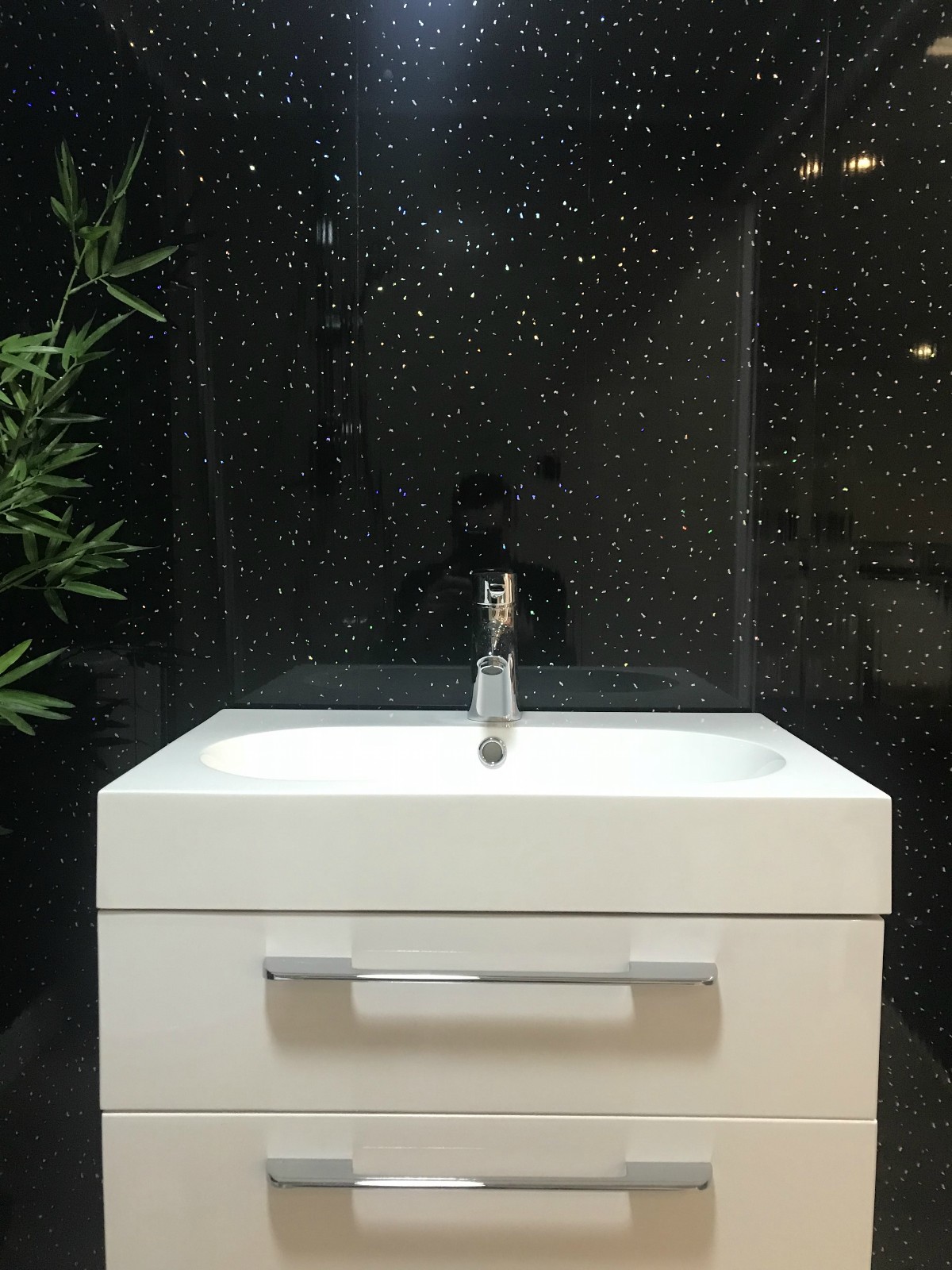 Plain White or White Black Sparkle Bathroom Wall Panels Ceiling ...