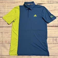 Adidas Ultimate 365 Blocked Print Golf Polo Shirt Blue Neon Men's Size Small