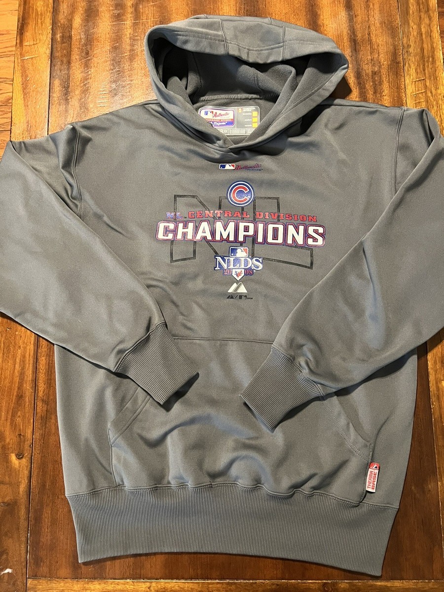 Chicago Cubs Majestic Therma Base Hoodie Sweatshirt Medium Gray