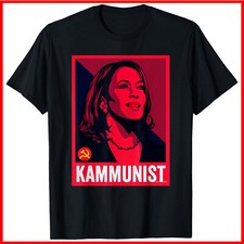 Kamunist Anti Kamala Harris Funny Election 2024 Black Cotton T-Shirt S-5XL