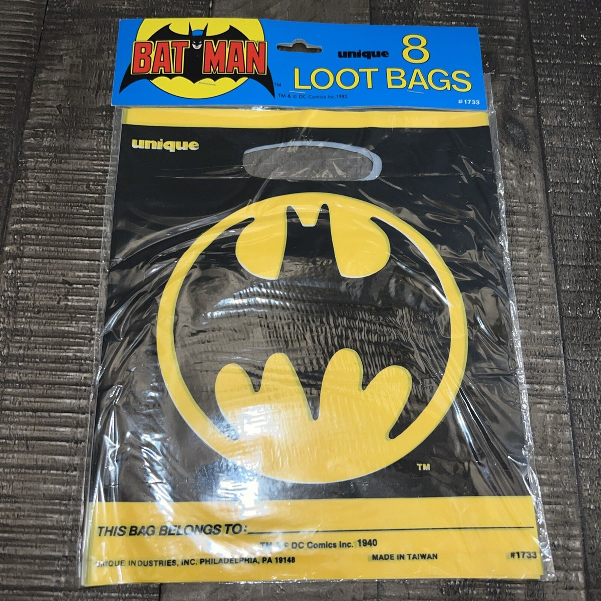 Vintage 1982 Batman Candy Loot Bags Party Supplies Pack of DC Comics