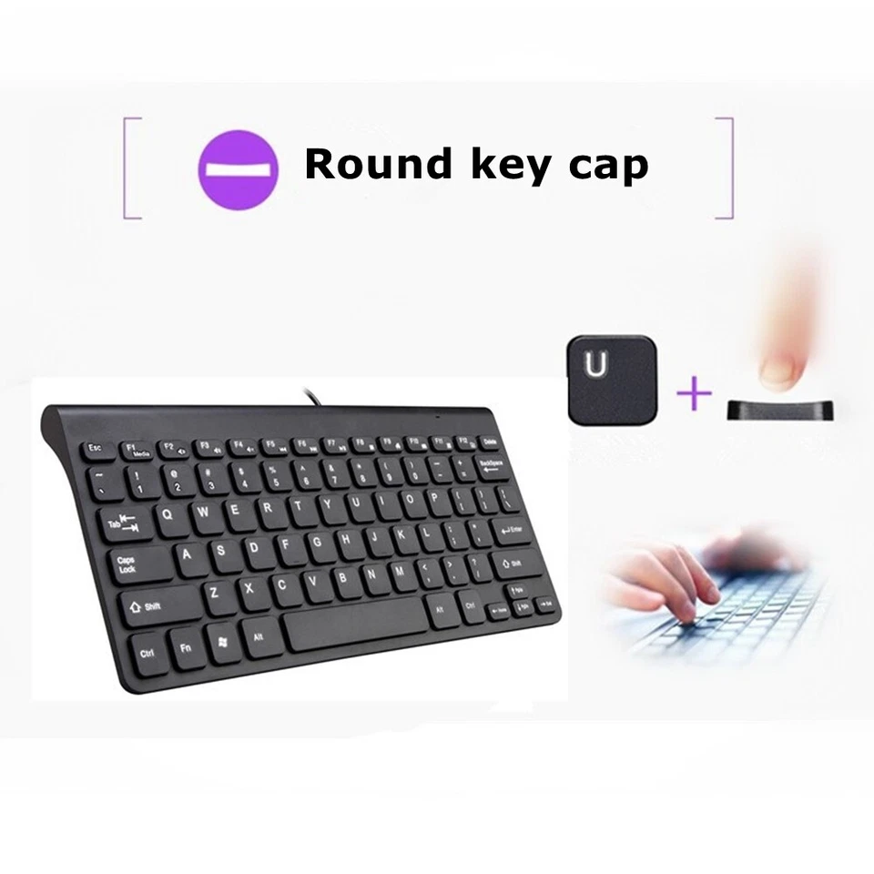 78 Keys Small Waterproof Wired USB Keyboard for PC Desktop Laptop Computer White - Image 3 of 4