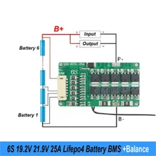 6S 25A Balance BMS 19.2V 21.9V Lifepo4 Battery Protected Board with NTC ACUS