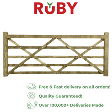 Treated Wooden Field Gate Diamond Brace 5 Bar Sawn Larch Field Farm Gates