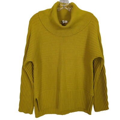 Moth By Anthropologie Mustard Yellow Turtleneck Sweater size XS Ribbed Knit 