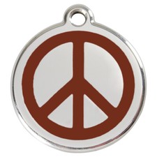 RedDingo Hundemarke braun Peace mit individueller Gravur f&uuml;r Ihren Hund