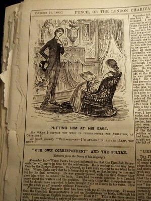 Sa78 Ephemera original punch cartoon 1883 putting him at his ease 