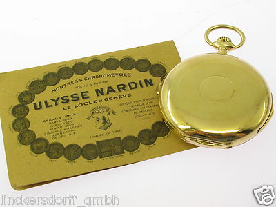 ULYSSE NARDIN 1/4 Repetition TASCHENUHR 18KT GOLD ORIGINAL ZERTIFIKAT v.1924