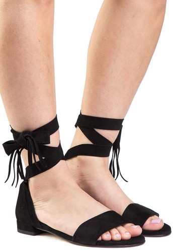 black suede sandals flat