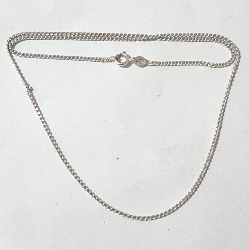 Gorgeous Sparkling Curb Chain Necklace 46CM Long 925 Silver 3.50 g #20869