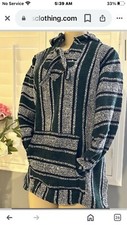 Mexican Poncho Baja Hoodie-Surfer Skater- Unisex sz: L