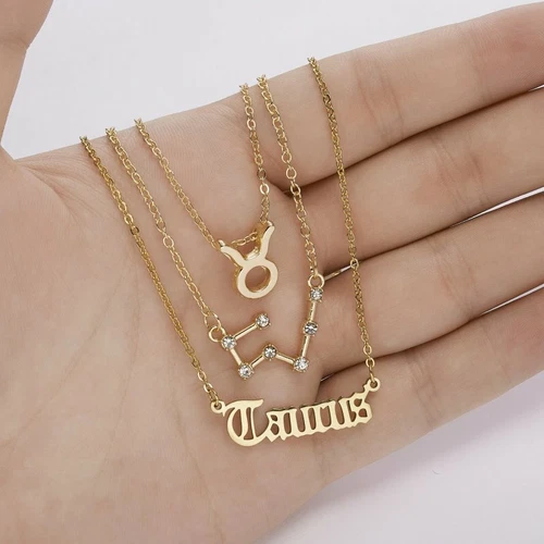 3Pcs/Set 12 Constellations Pendant Necklace Horoscopes Zodiac Women Choker - Picture 19 of 48
