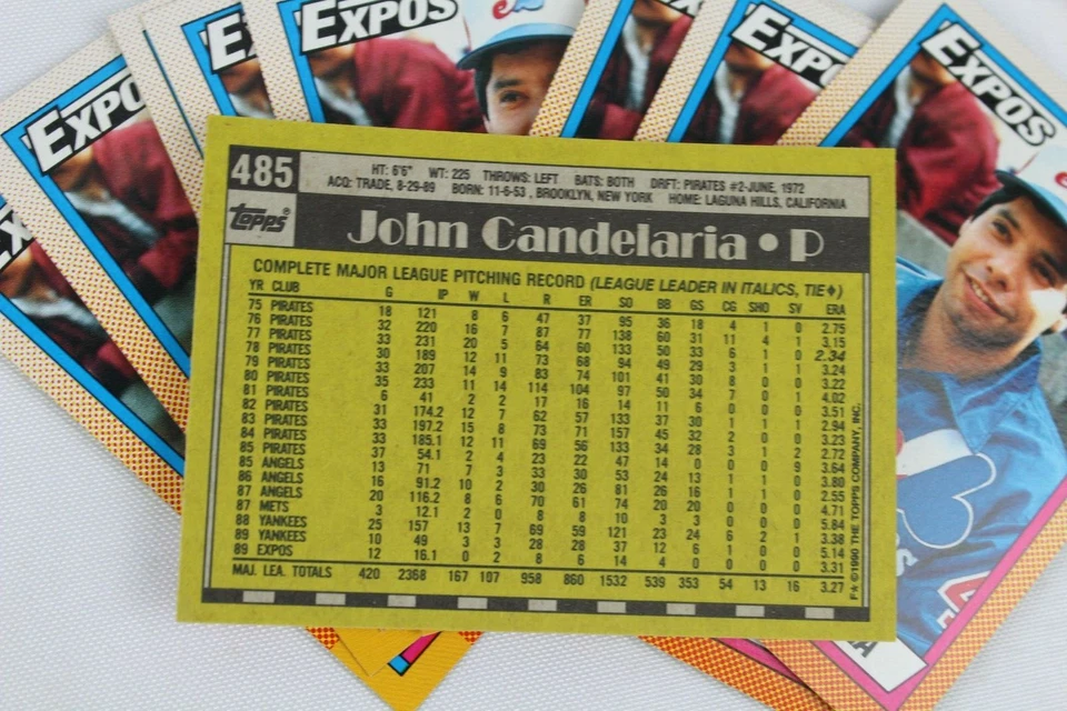 110 1990 TOPPS JOHN CANDELARIA #485 BASEBALL CARDS   EXPOS *QUICK SHIP* - Image 3 of 3