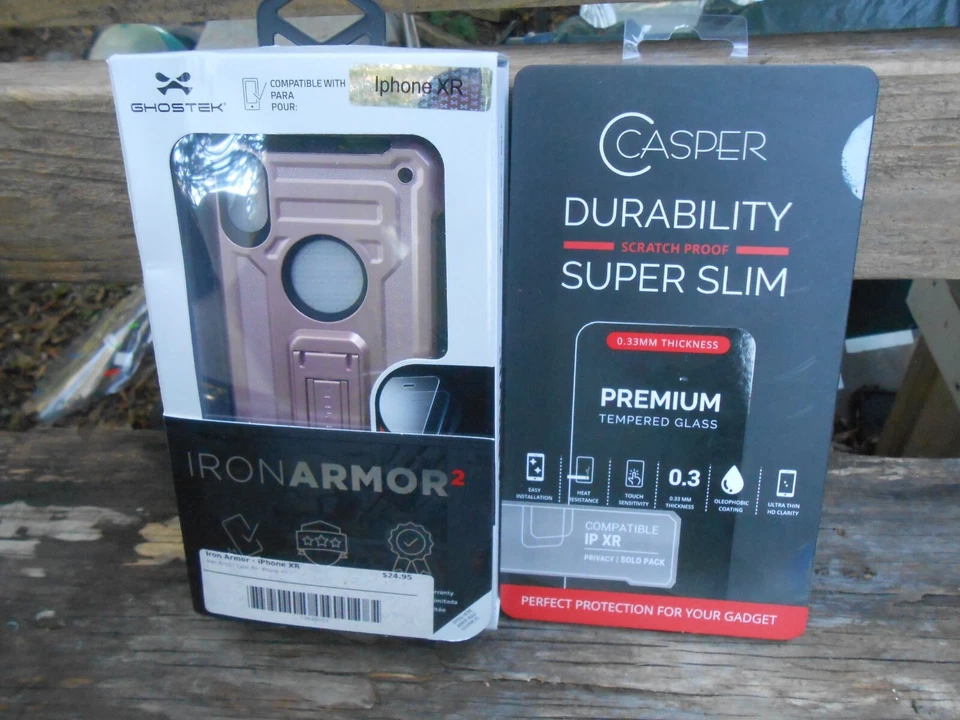 New iPhone XR Metallic Pink Protective Phone Case Stand w/ Tempered Glass - Image 2 of 4