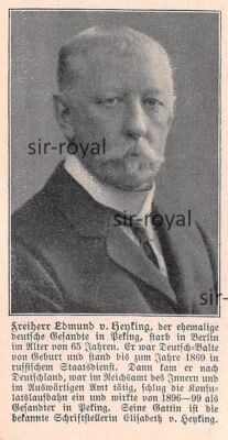Edmund von Heyking - Deutscher Gesandter Peking China - 1915 ~5x10cm