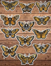 Yellow and Black Butterfly Moth Stickers Set Funny Sticker Laptop Sticker