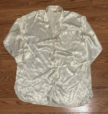 Vintage Victoria s Secret Gold Label Ivory Satin Pajama Top Sleep Shirt Size M