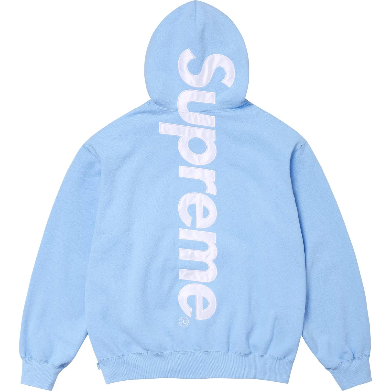 Sweat à capuche Supreme satin appliqué bleu clair (taille L)