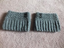 Beautiful Boot Cuffs Gray Black Button 4 1/2 Inch NICE