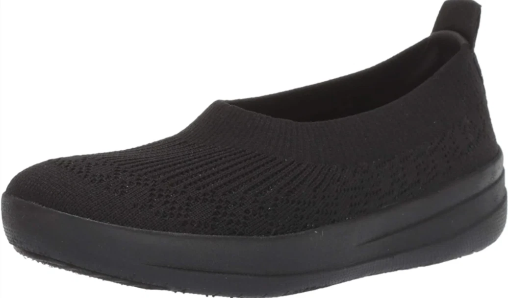 FitFlop Womens Uberknit All BLACK Slip on Ballerina Flats Shoes NEW Choose size