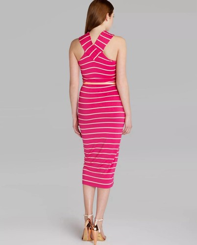 Ted Baker Canna Women Dress Cross Over Neck Pink Striped NO Belt Size 1 = 4 - Picture 4 of 14