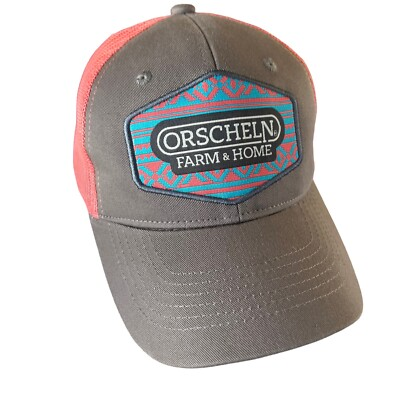 #ad Orscheln Farm amp; Home Hat Cap Snap Back Pink Mesh Back Gray Front One Size Womans $12.97